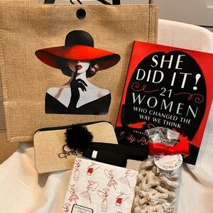 Stylish Women’s Tote Bag Bundle with Red Hat Lady Design